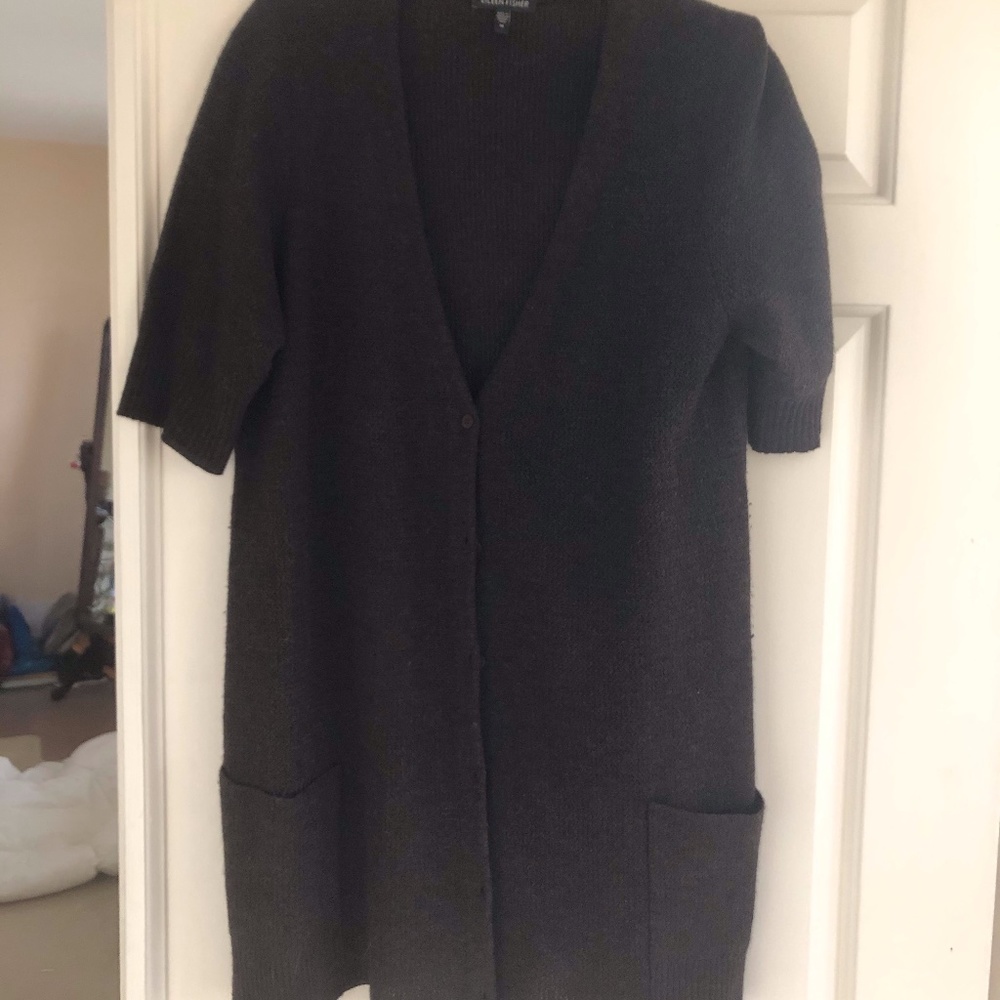 Eileen Fisher Short Sleeve Tunic Cardigan